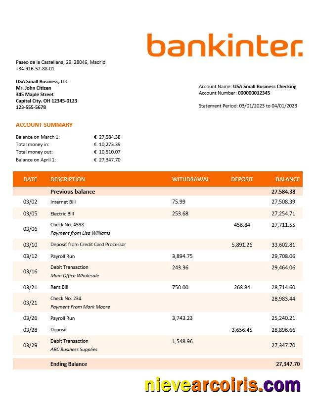 Bankinter enterprise statement